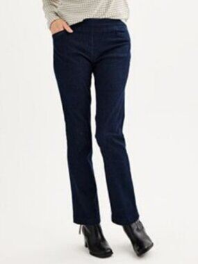 NEW - Croft & Barrow Natural Waist Dark Rinse Straight Pull-On Jeans -Women's 14